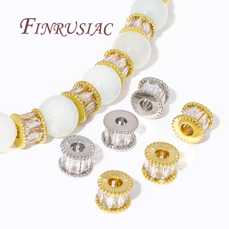 18K Gold Plated Zirkon Kristall Perlen Für Armbänder, Abstandshalter Perlen Für Schmuckherstellung DIY Fundstücke Zubehör,Perlen Trenner