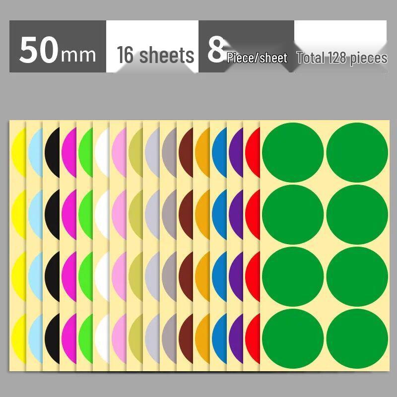 16-Color Round Self-Adhesive Dot Labels - Tear-off White Stickers for Sorting and Marking