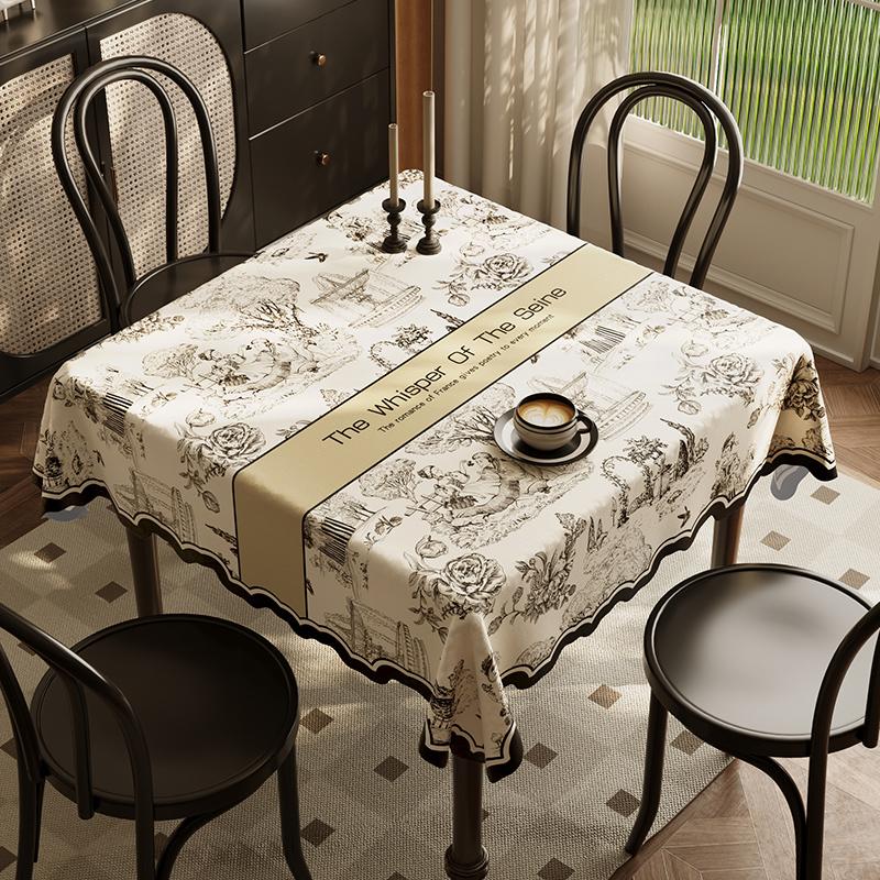 Printed Rectangle Tablecloth Cotton Linen Waterproof Heat-resistant Dining Table Cover Mat Outdoor Picnic Party Table Decoration