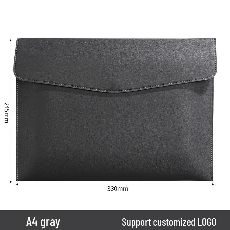 Custom Waterproof A4 Leather Document Folder with Snap Button for Business - Thickened File Bag with Logo Printing