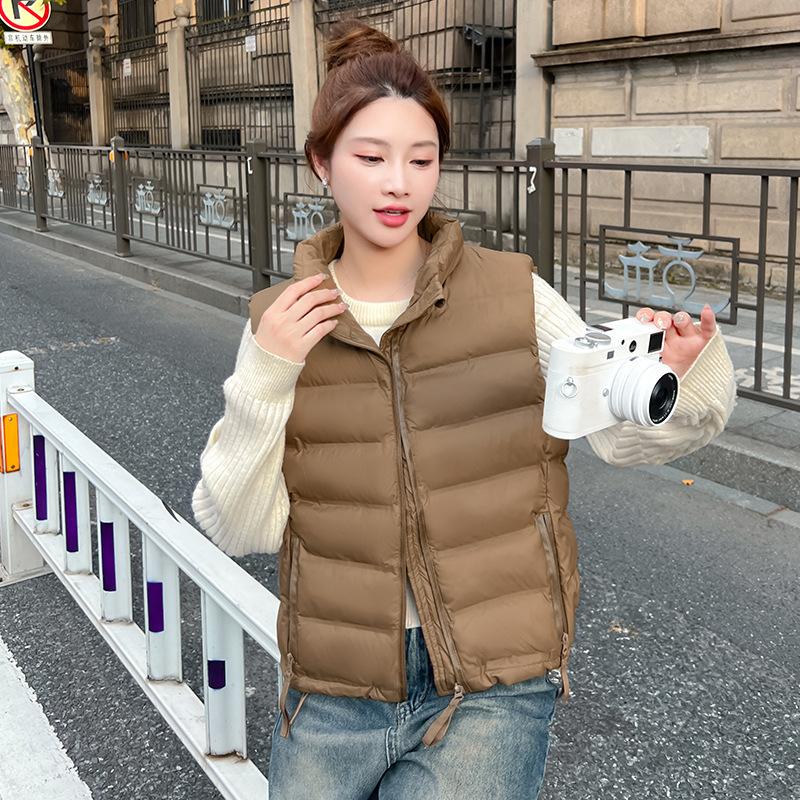 Stand-up Collar Down Cotton Vest Women's New Autumn and Winter Vest Vest Sleeveless Fashion Versatile Thickened Coat
