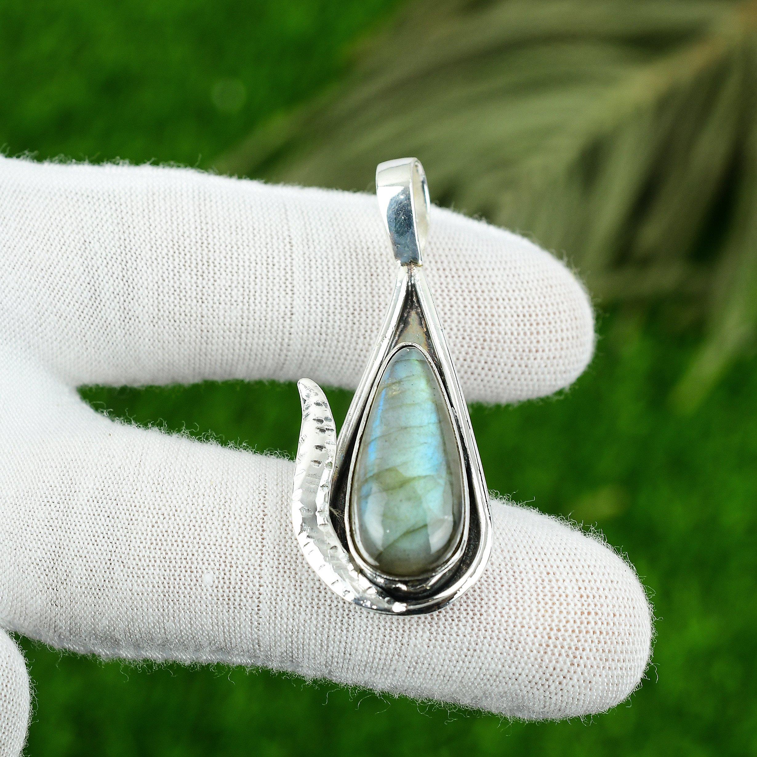 Third Eye Chakra Natural Labradorite Elegant New Pendant 925 Sterling Silver