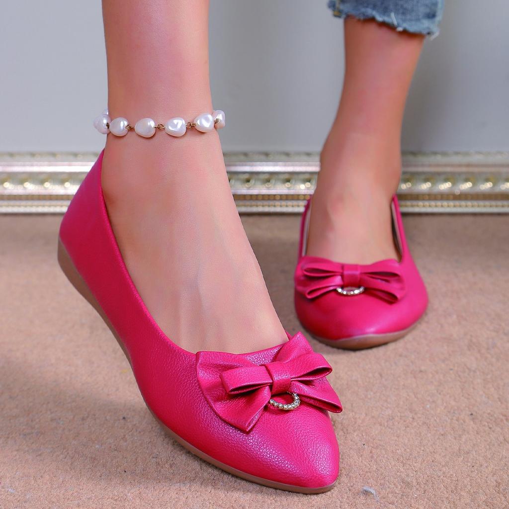 Wear Pointed Bows and Shallow Shoes Outside the Plus Size Flat Shoes, Casual Beanie Shoes