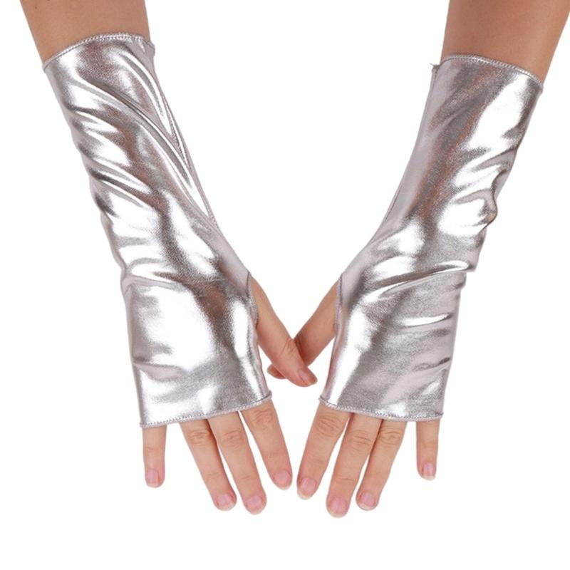 Fingerless Gloves For Women Breathable Glossy Arm Warmer Halloween Costume Dance Accessory