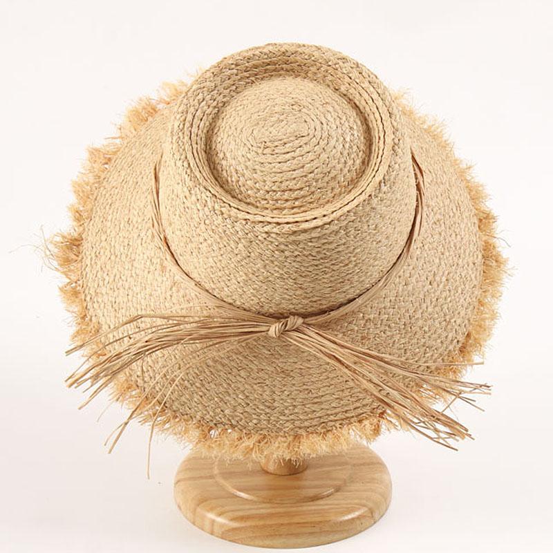 Fine Handmade Fringed Straw Hat Wide Brim Summer Beach Hat Women Sun Hat Packable Bucket Hat Outdoor Garden Travel Fisherman Hat