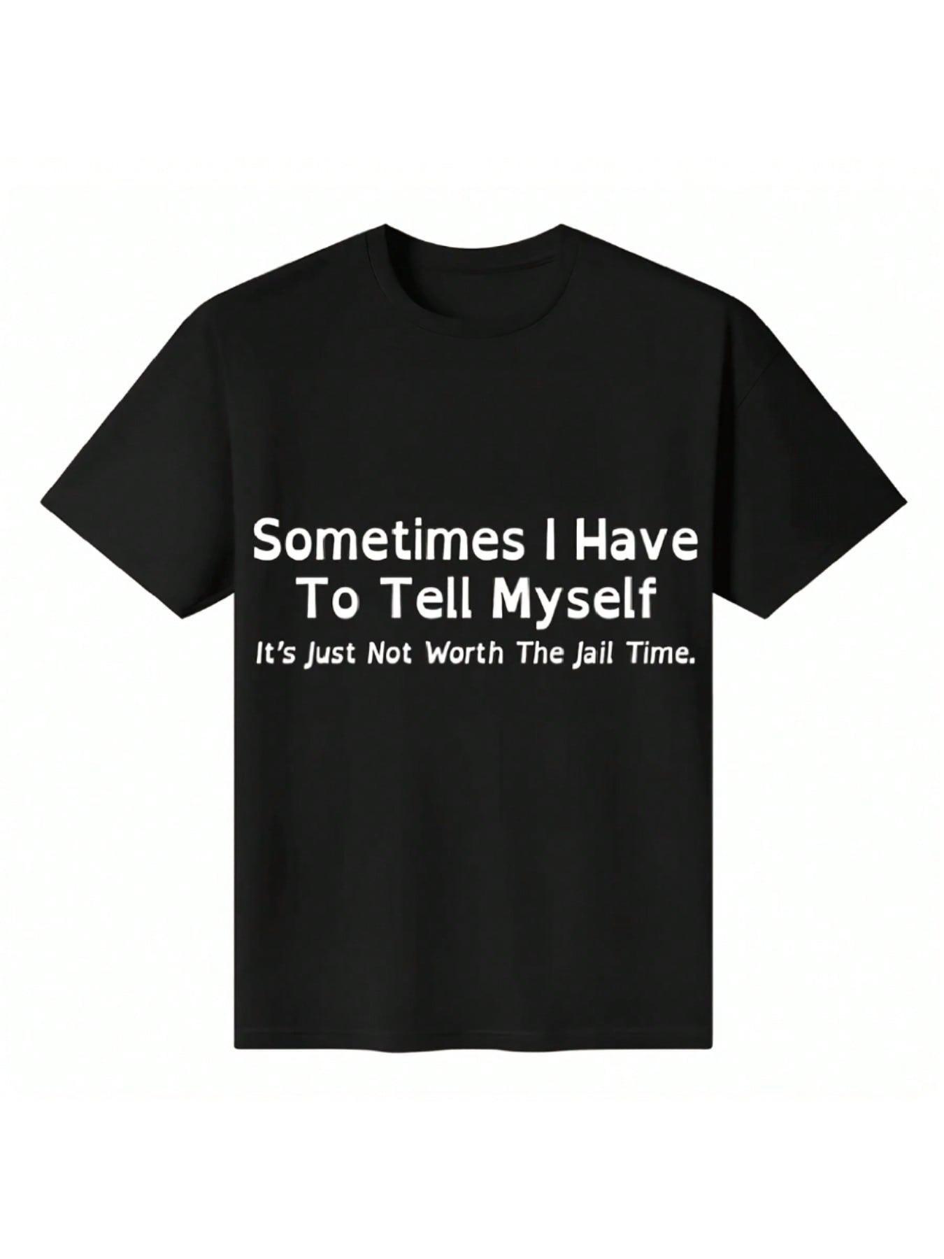 Men s T-Shirt Y2K Interesting Letter Regular Fit L