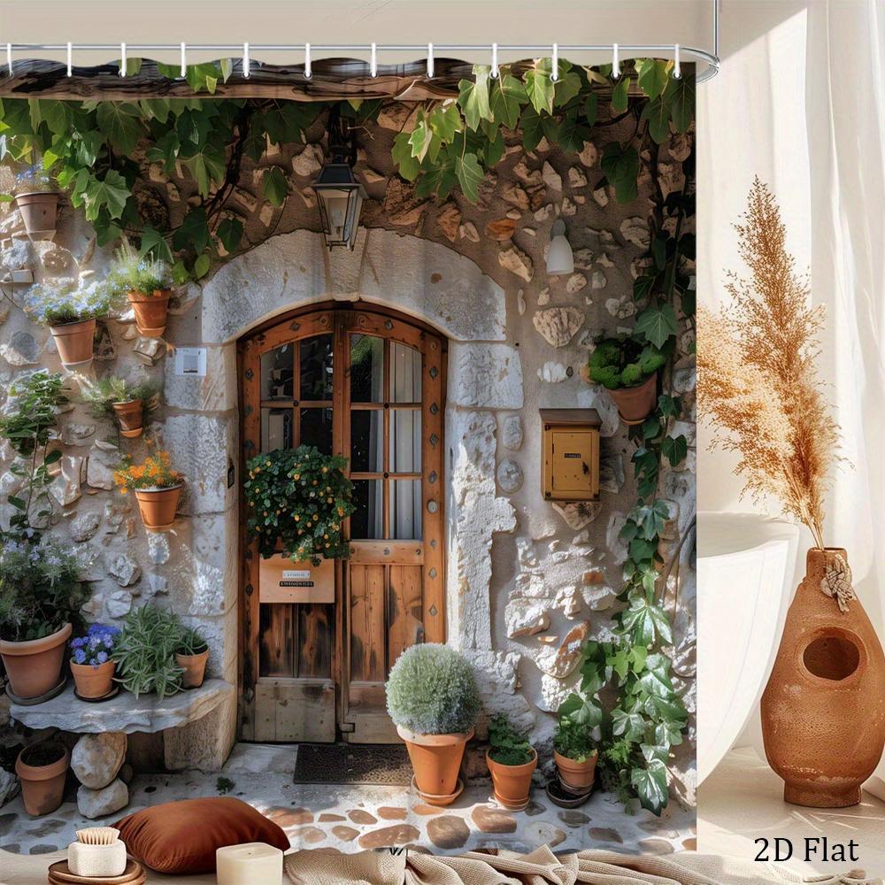 Rustic Garden Shower Curtain Cottagecore Boho Decor Vine Overgrown Greenery Bathroom Liner Waterproof Home Spa Vintage European