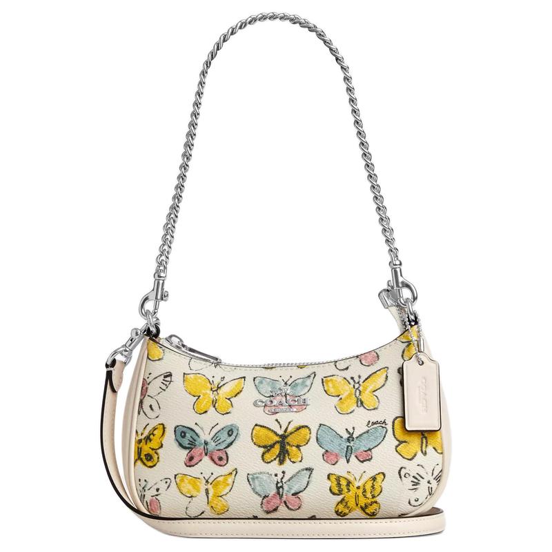 

COACH Teri 19 Butterfly Print Coated Canvas Hand Crossbody Shoulder Bag Small Women s Multicolor коричневий