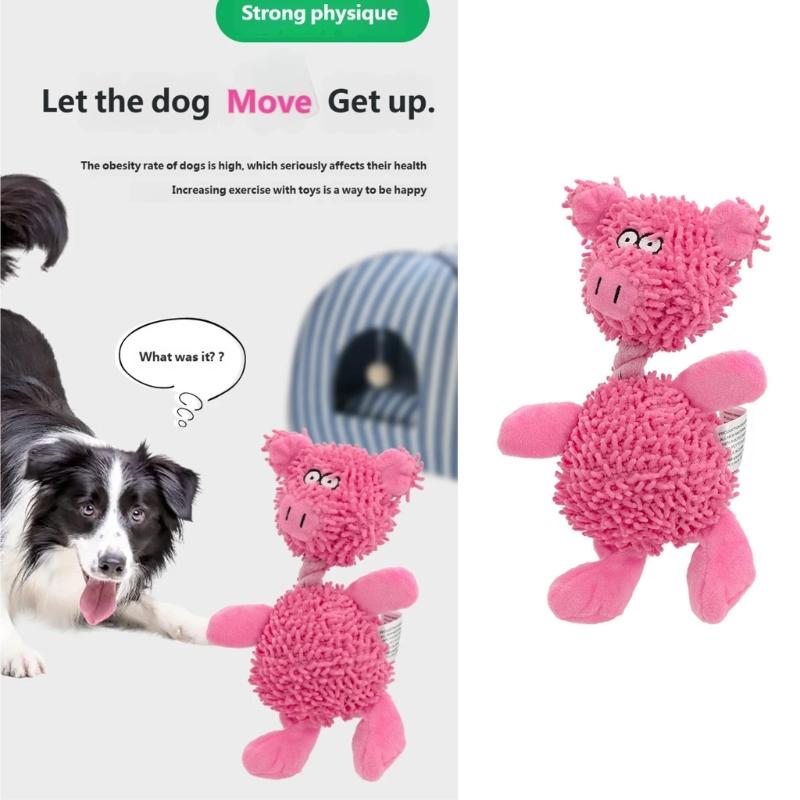 Fun Squeaky Plush Dog Toy Colorful Mop Fiber Puppy Toy for Teething Puppies and Anxieties Reliefs