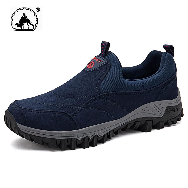 

New foreign trade men s shoes casual outdoor shoes cover feet sports mountaineering shoes one pedal travel hiking shoes big 37 синий