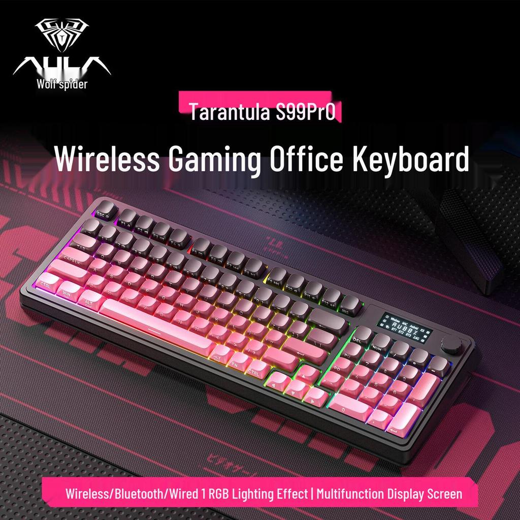 AULA S99PRO Silent Mechanical-Feel RGB Keyboard: Ergonomic, Long Battery, Triple-Mode