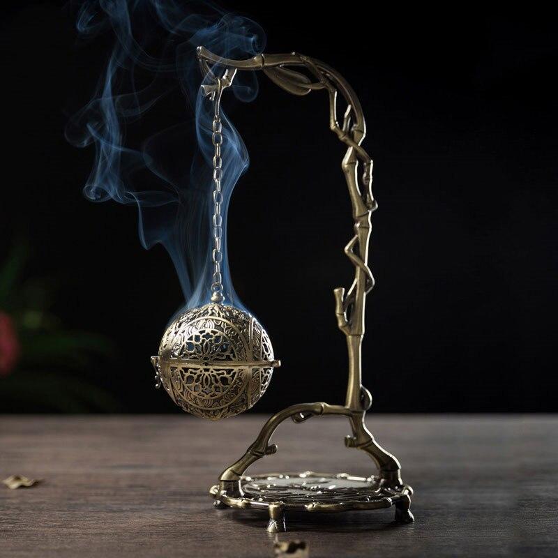 Creative Antique Hollow Dragon Hanging Backflow Incense Burner Metal Coil Incense Holder Aromatherapy Censer Gift Home Decor