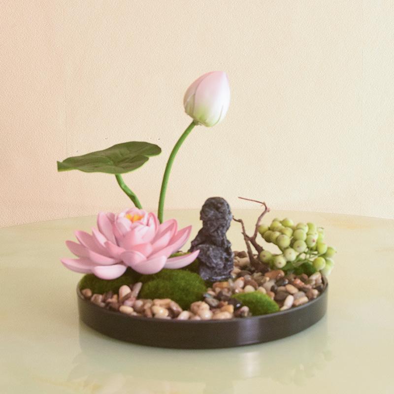 Large Round Table Turntable Centerpiece for Hotel Dining and Private Room Decor - Artificial Flower Art Landscape