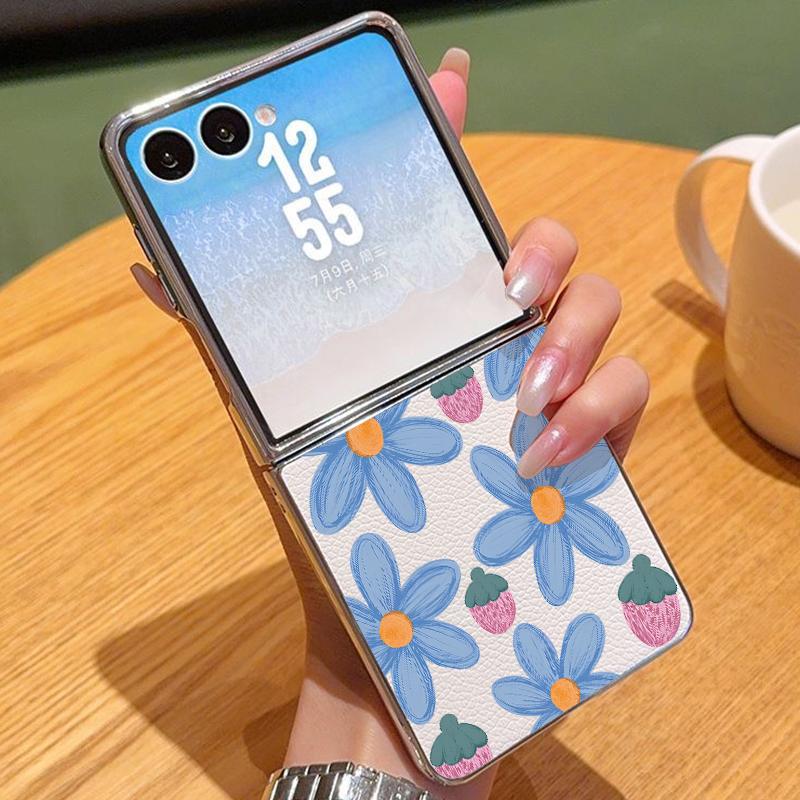 

Чехол с цветочным узором для Samsung Z Fold 7 6 5, роскошный гибридный 3-в-1, кожаная накладка с покрытием, складной чехол для телефона для Samsung Z Fold7 Fold6 Fold5 Samsung Z Flip7 бежевый