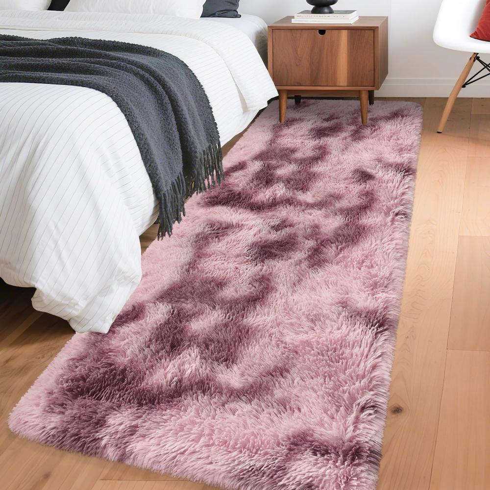 

VIKAMA Tie-Dye Plush Corridor Carpet Soft Fluffy Living Room Area Carpet Washable Non-Slip Bedroom Dorm Floor Mat Home Decor 40x120cm 16x47inch