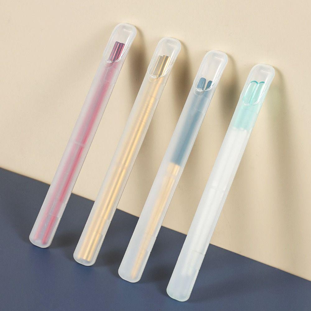 1pcs Portable Plastic Chopsticks Box 26cm Transparent Cutlery Straw Case Eyebrow Pencil Organizer