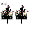 Acrylic Cat Silhouette Decor Kitten Garden Stake, Decorative Yard Sculpture with Flowers And Outdoor Lawn Ornament Butterflies, Waterproof Art