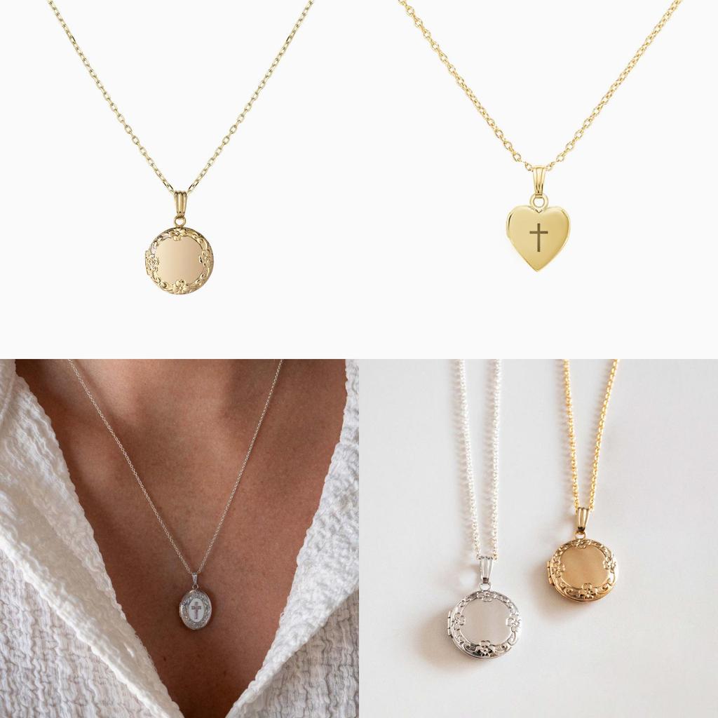 Heart Shape Cross Necklace In Stainless Steel With Gold Plating For Female Fashion Accessory