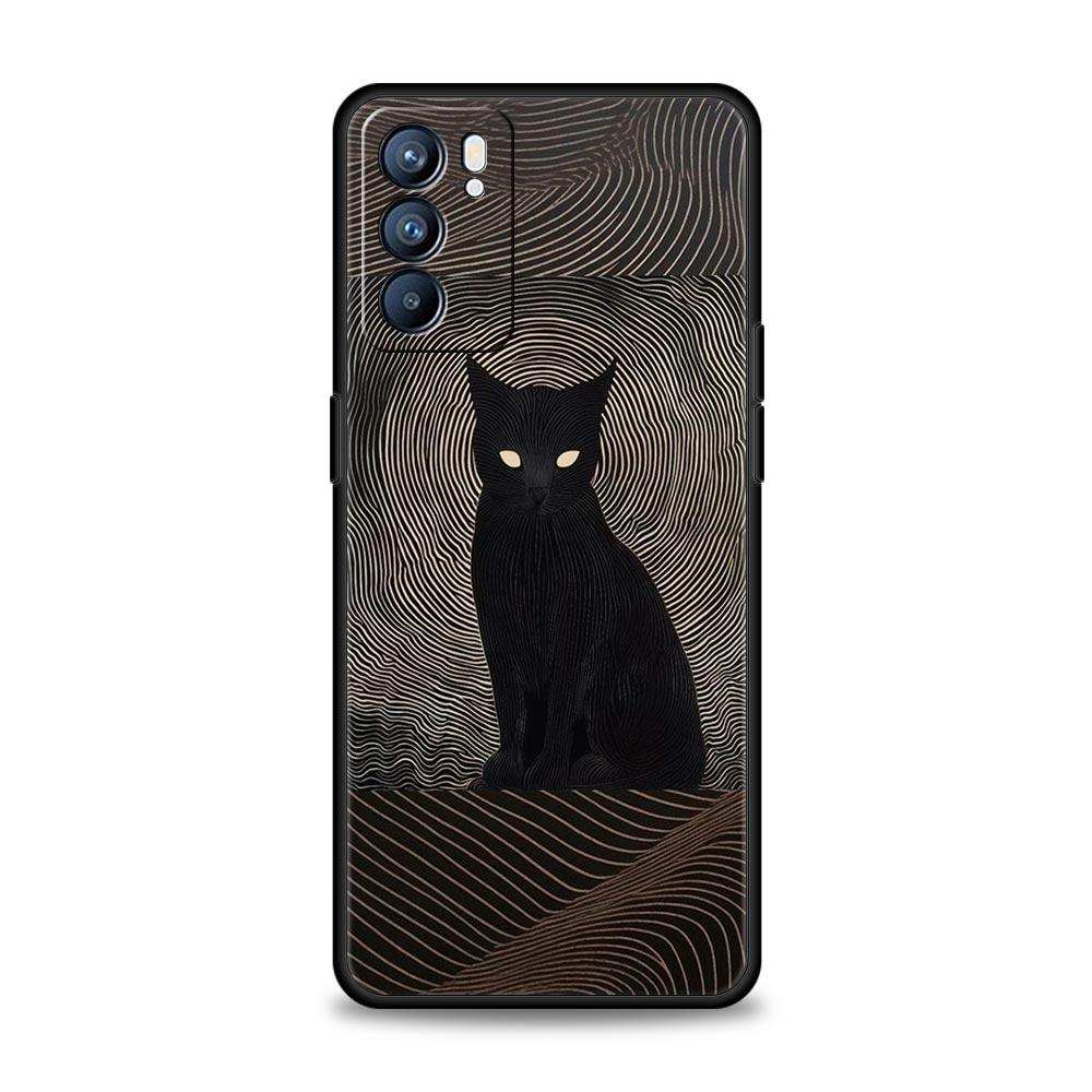 Abstract Creative Cat Line Phone Case For Oppo Reno 13 12 11 10 7 F Find X5 X6 A98 A80 A79 A78 A57 A54 A31 A17 Pro 5G Soft TPU