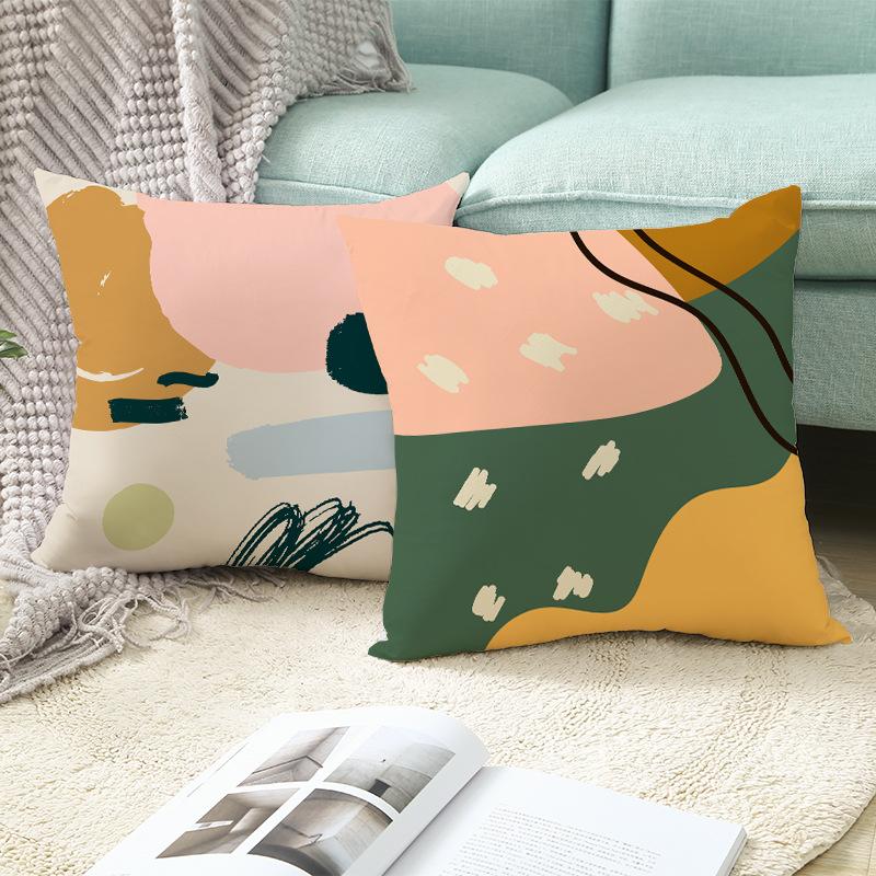 Sofa Pillow Cover Nordic Simple Abstract Office Cushion Peach Skin Pillow Cover