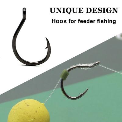 20PCS Karpfen Angelhaken für Method Feeder Angelgerät Barbed Eyed Feeder Angelhaken für Karpfen Haar Rig