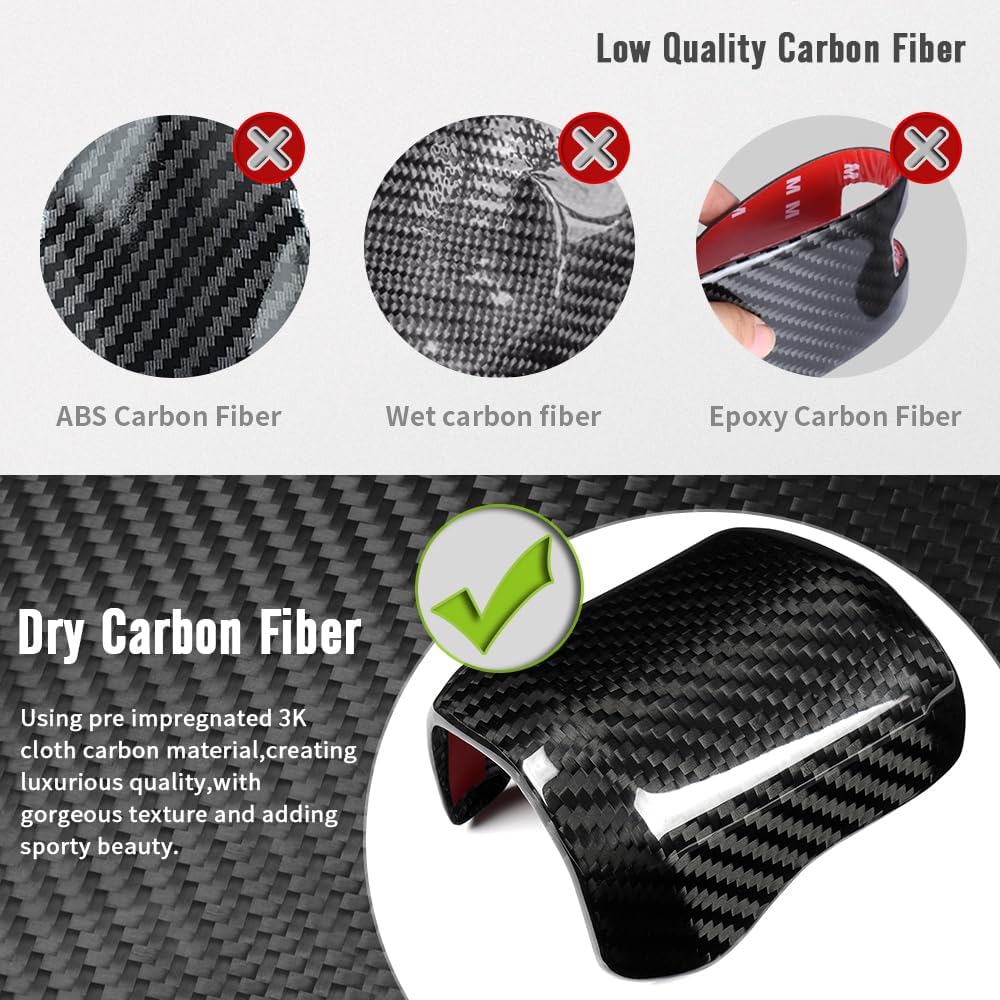 Jogon Genuine Carbon Fiber Gear Shift Knob Trim for Ford F150 Raptor Tremor Limited Platinum Lariat King Ranch 2021 2022 2023 2024 2025, Gear Shift