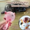 Portable Dual Function Treat Shooting Laser Teaser Slow Feed Cat Toy for Household Cats Indoor Play Cute Bird Shaped Handheld