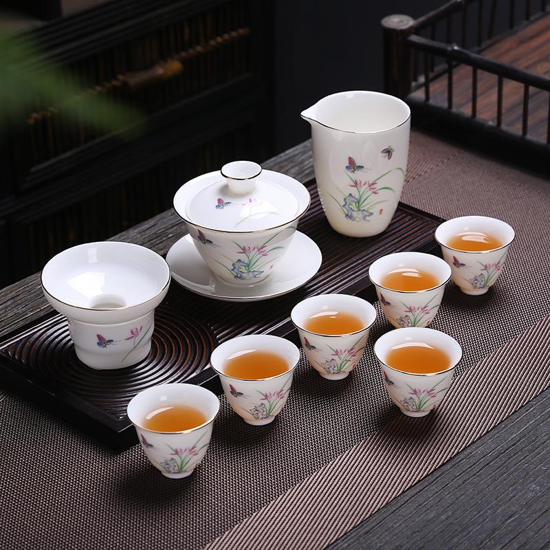 Keramik weißes Speckjade Porzellan Kung Fu Tee-Set Haushaltsgeschenke Geschäftsfirma Veranstaltungsgeschenke