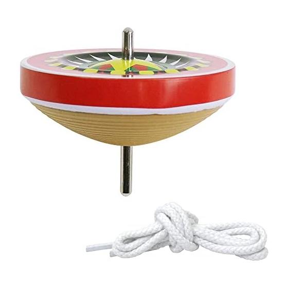 Challenge! Throwing top [pattern cannot be specified] Printed tin top 1 piece with string 44010 Assorted patterns Diameter approx. 62mm Ikeda