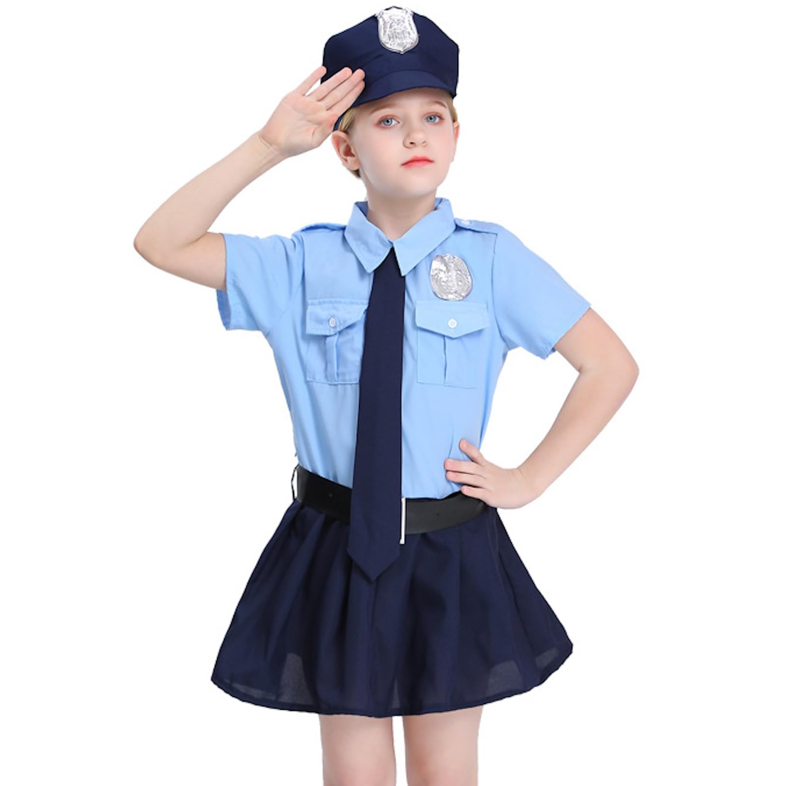 

Полицейский косплей для милого полицейского на Хэллоуин [APOSITV] Девочки, Дети, Костюм, 130, синий