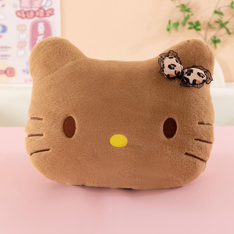 

KT Cat Plush Pillow - Cute Black Head Backrest Cushion for Office, Nap, or Car 45cm x 35cm