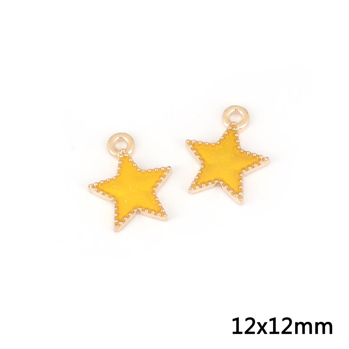 

5-10 шт эмалевый сплав в форме звезды/планеты/луны подвески бусины-подвески для ювелирных изделий своими руками 12x12mm 10pcs-Star жёлтый
