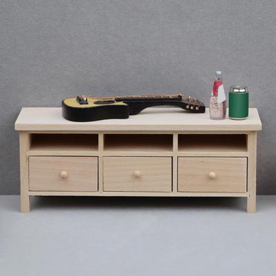 1:12 Scale Dollhouse Wood TV Stand Miniature Cabinet Model Wooden Storage with Drawer