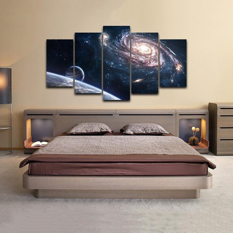 5Pcs the Milk Way Galaxy Universe Planet Outer Space Caudros Pictures Posters Wall Art Canvas Home Decor Living Room Decoration