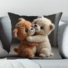 Cuddle-Tastic Teddy Bears Printed Pillowcase for a Warm and Adorable Bedtime Sofa Cushion Cover, Home Decoration, 2D printing1PC