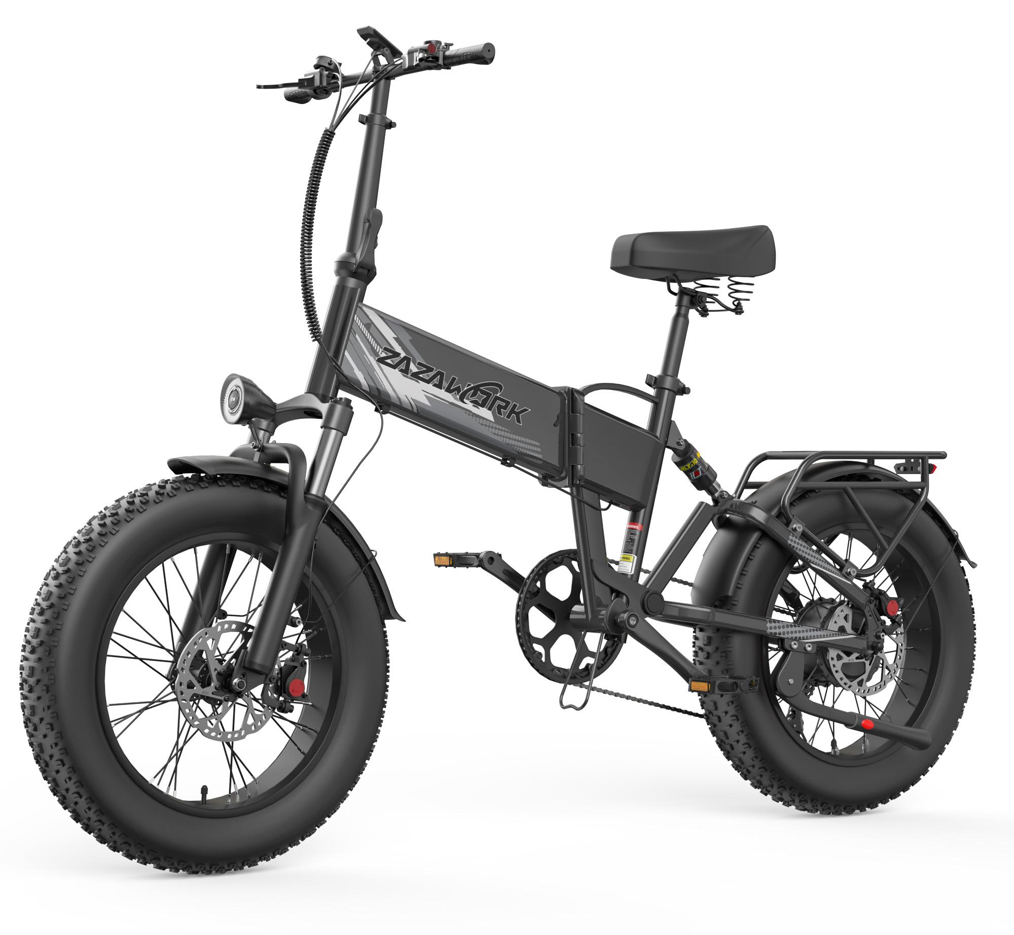 ZAZAWORK CF1000 Erwachsenen Fully-Suspension faltbares E-Bike 1000W Motor 48V 20Ah Akku 20-Zoll All-Terrain-Reifen Max. Last 150kg Mehrere Farboptionen grau