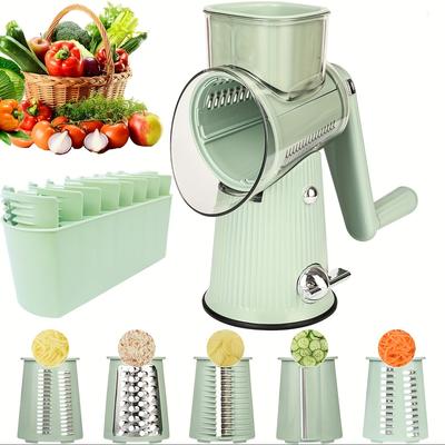 Deluxe-Version des The Storm Gemüseschneiders mit 5 Ersatzköpfen, einer rotierenden Mandoline zum Schneiden von Gemüse und Obst, einem Reibeisen