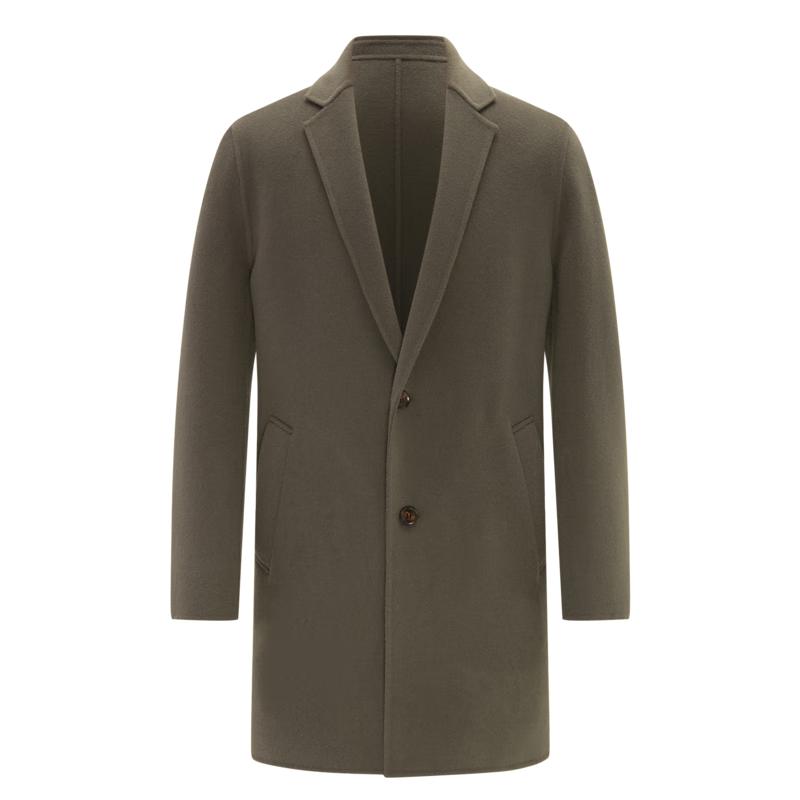 EMZ Erdos Men's 100% Wool Mid-Length Double-Faced Overcoat