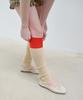 Aobteu Embroidery Stirrup Leg Warmer - Beige