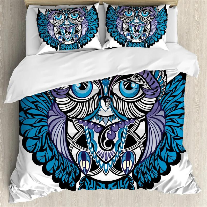 Owl Duvet Cover Bird Decor Bedding Set Printed Comforter Cover For Boys Girls Children Teens Bedroom Decor With Pillow Case