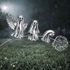 Metal Halloween Yard Signs Ghost Garden Stake, Rustic Art Decor with Dandelion Accent, Landscape Sculpture for Lawn Patio Flower Bed And Backyard