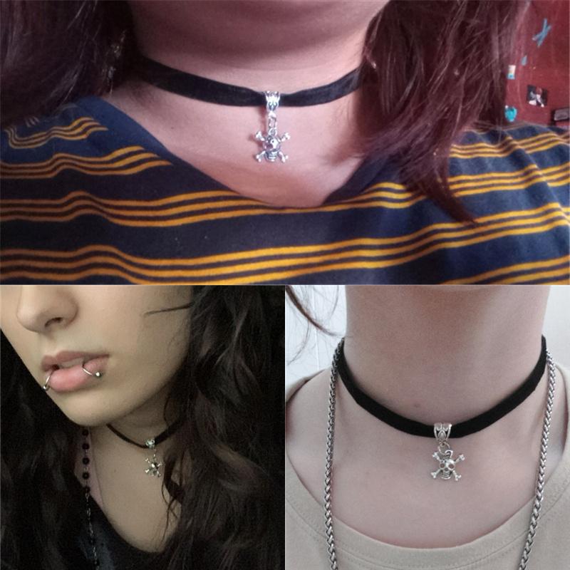 Fashion Vintage Skeleton Charms Choker Necklace Black Skull Chokers Gothic Jewelry Gifts