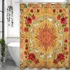 Sun and Moon Face Tarot Constellation Floral Shower Curtain, Bathroom Decorative Shower Curtain, Waterproof Shower Curtain with