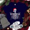 Christmas Skeleton Shirt Funny Lights Skull TShirts for Unisex Unisex Classic Street Style Tops Tees Xmas Santa Hat Skull Clothes