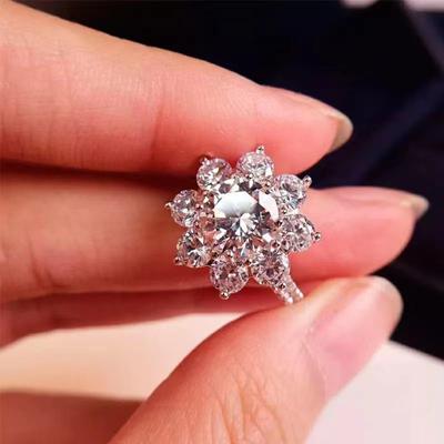 Fashion Real Moissanite Luxury Sun Flower Ring 1ct D Color VVS1 Lab Diamonds 925 Sterling Silver for Women Wedding Fine Jewelry