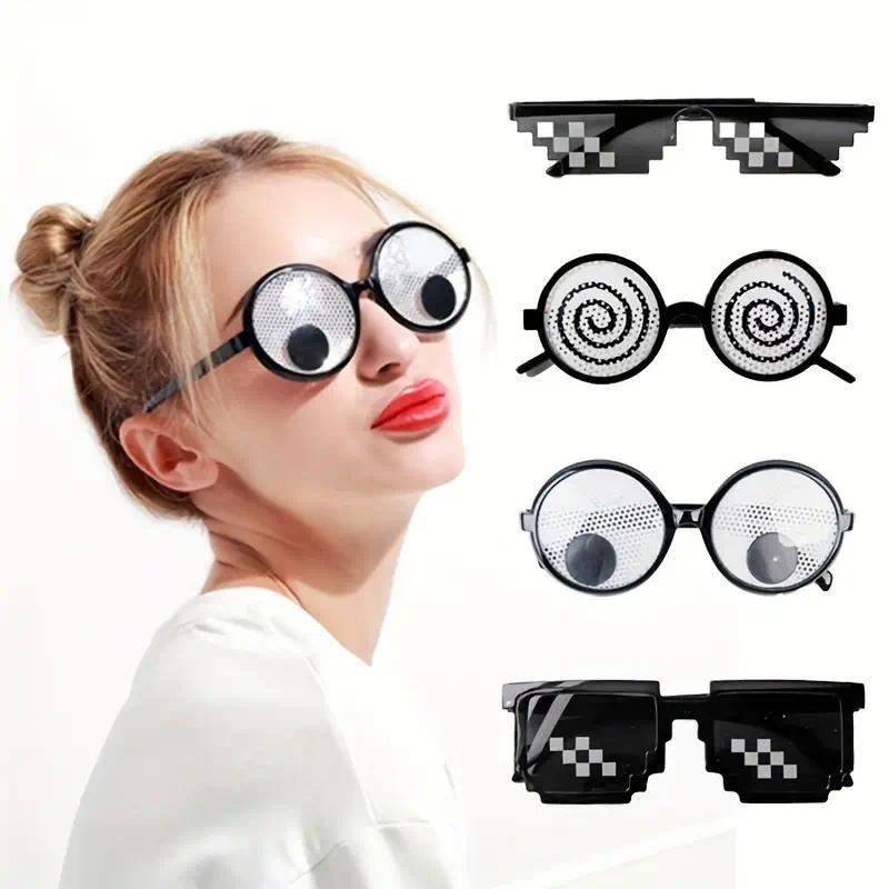 4pcs Googly Eyes Glasses Funny Glasses Pranks Toy Novelty Shaking Giant Eye Glasses Funny Costume Accessories for Dress Up Party