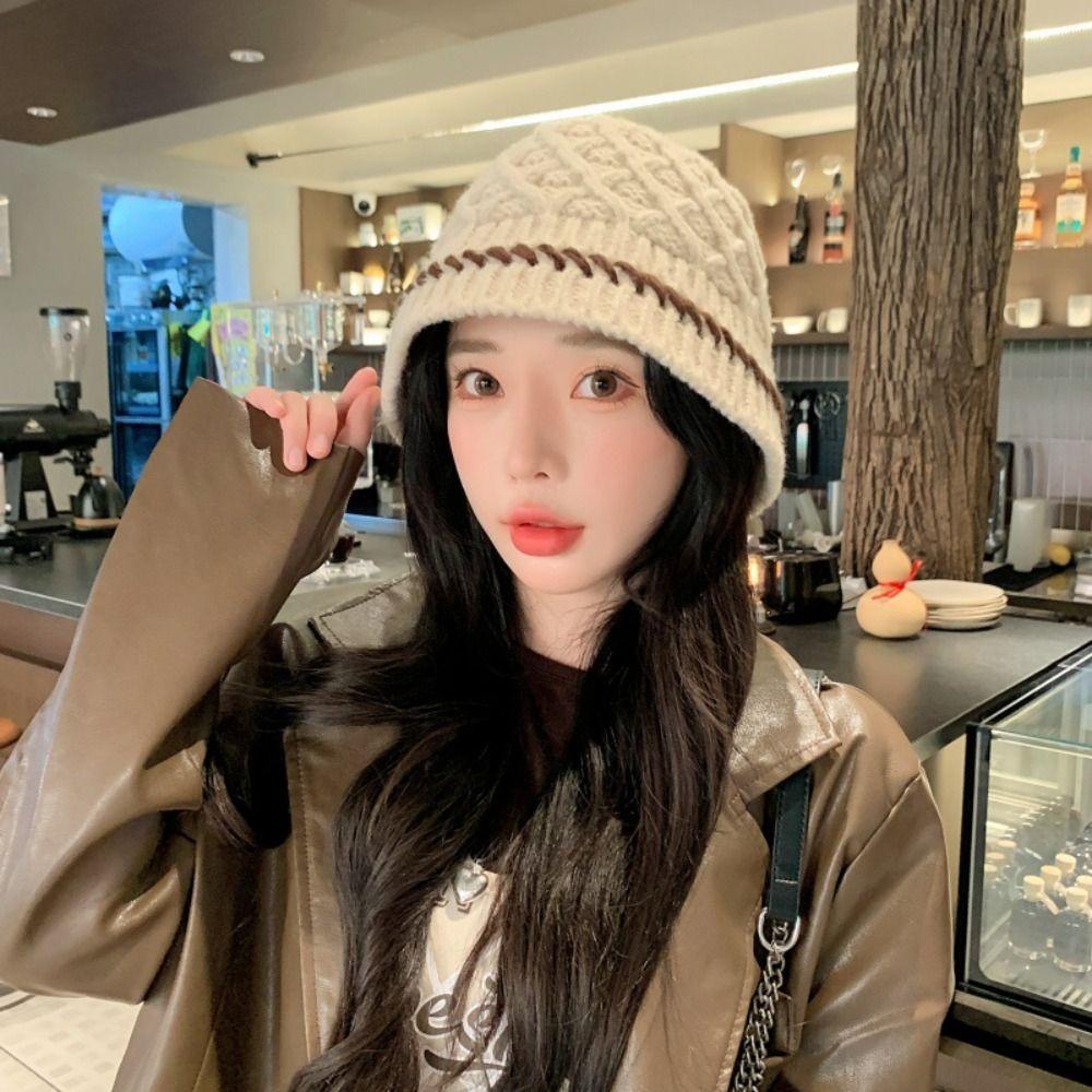 Bohemian Style Knitted Beanies Hat Thin Winter Weave Cap Crochet Pullover Hat Apparel Accessories