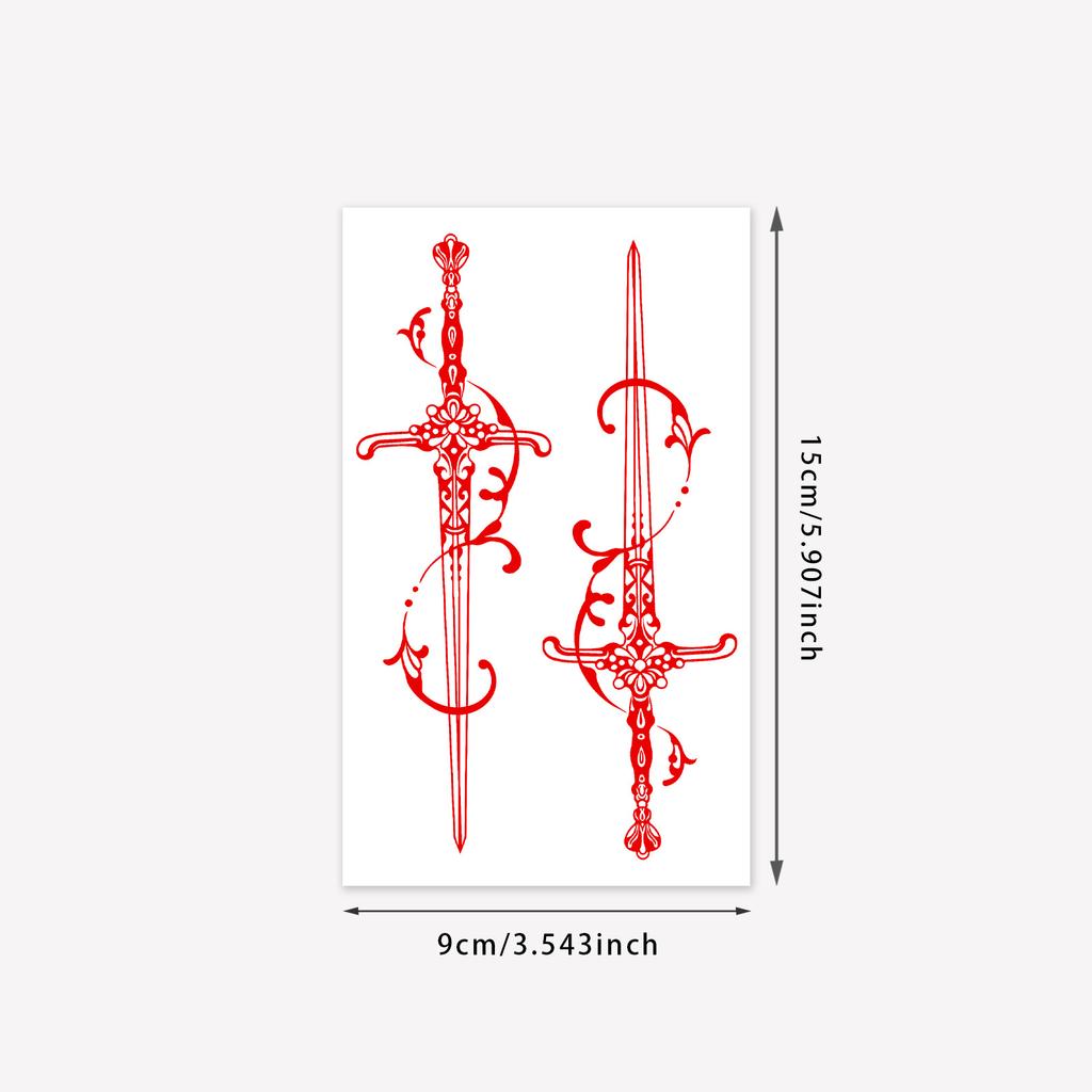 Retro European Red Sword Tattoo Sticker Classical Holy Sword Pattern Waterproof And Long-Lasting Upper Arm Exquisite Pattern Sticker