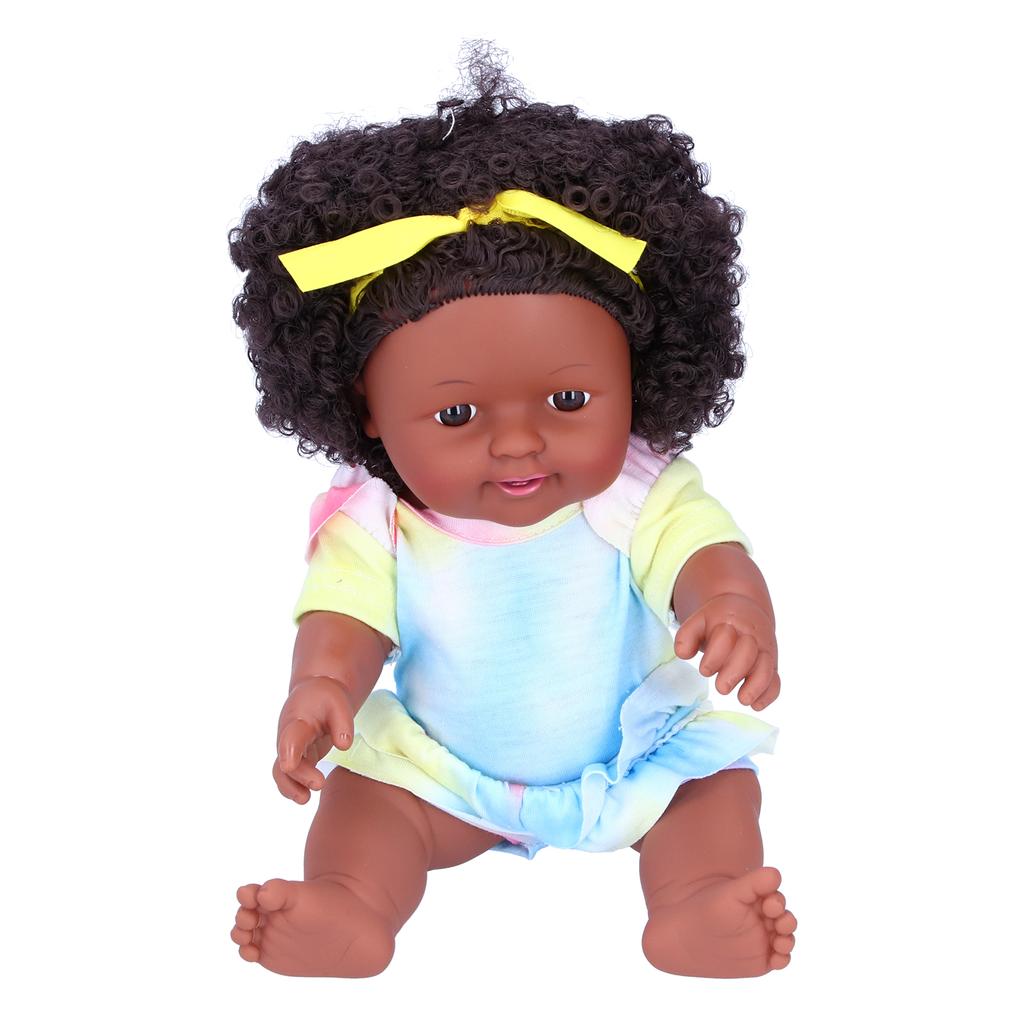 12 Inch Lovely Simulated Black Girl Doll African Baby Doll Kid Toy Birthday Gift