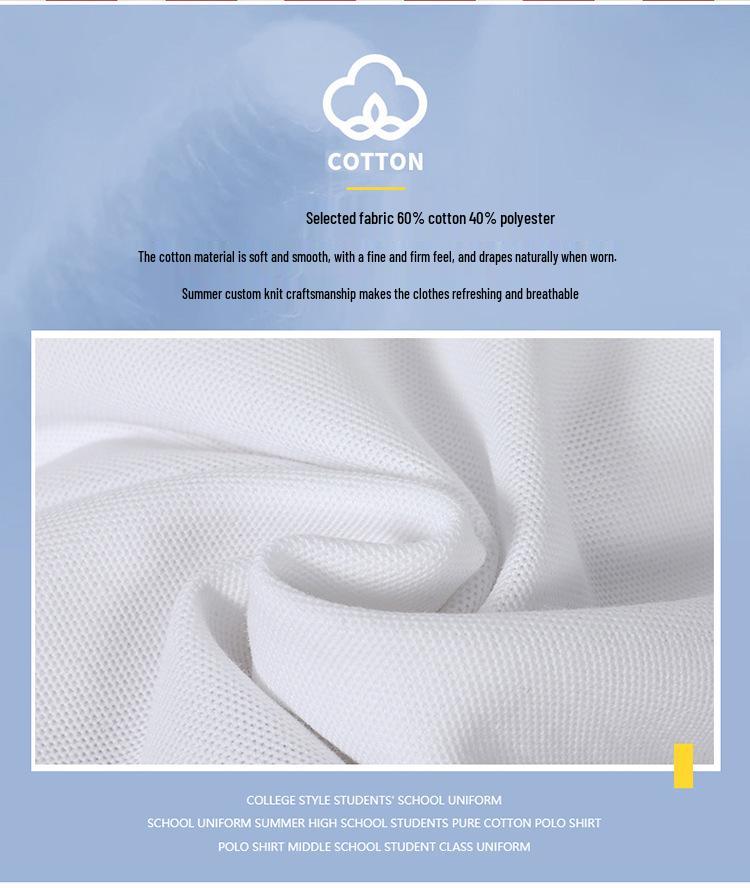 Blue Cotton Short-Sleeve Polo for Students